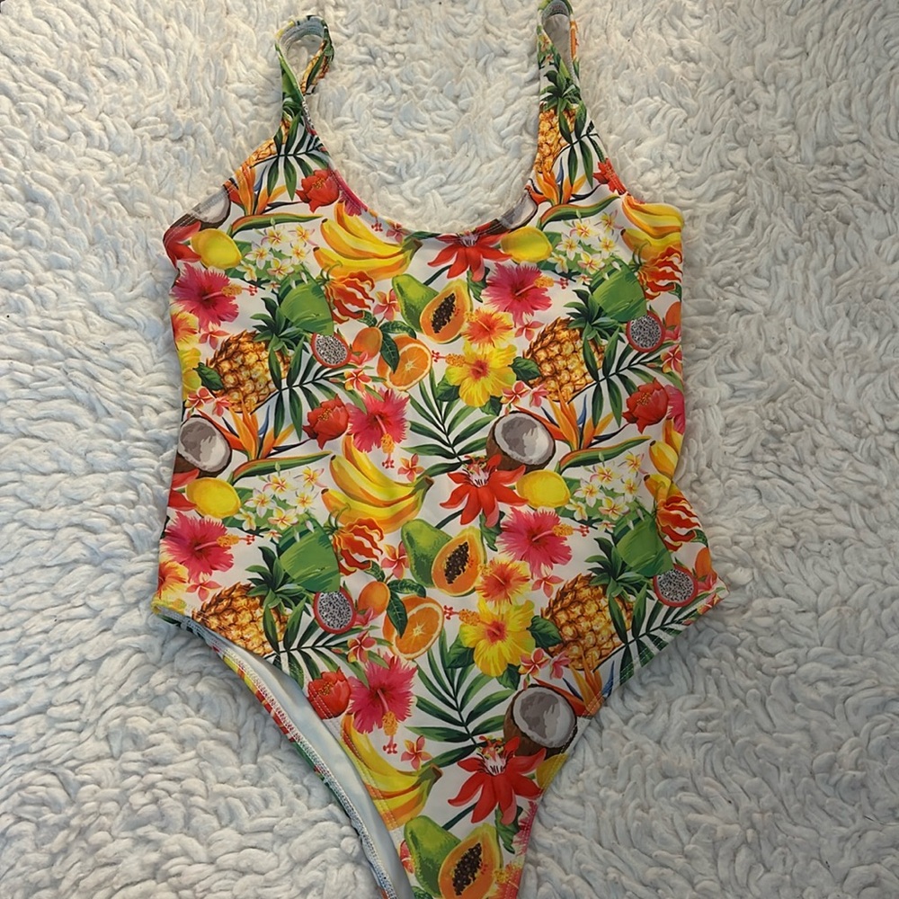 Women’s Neon Hawaiian One Piece Swimsuit Small